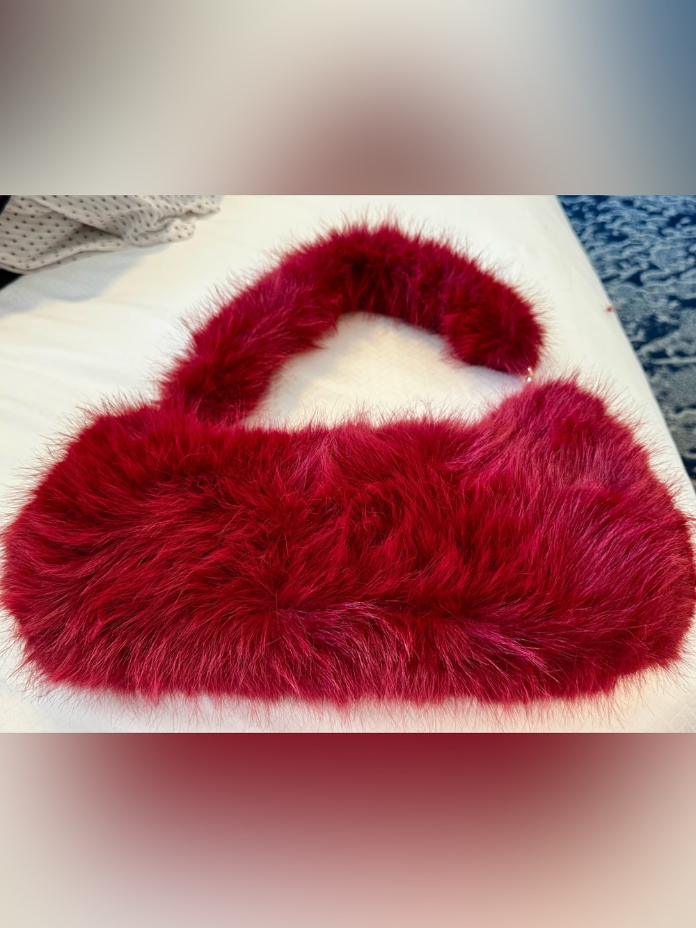 Catherine Malandrino Plush Faux Fur Shoulder Bag - Deep Red